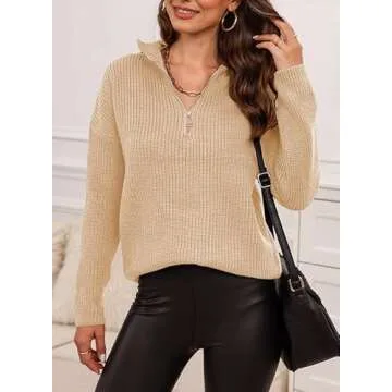 Dokotoo Women's Cozy 1/4 Zip Pullover Sweater for Fall