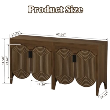 Elegant Fluted Sideboard Cabinet with Adjustable Storage
