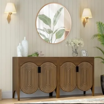 Elegant Fluted Sideboard Cabinet with Adjustable Storage