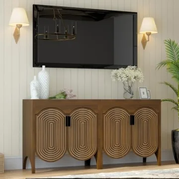 Elegant Fluted Sideboard Cabinet with Adjustable Storage