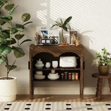 Elegant Fluted Sideboard Cabinet with Adjustable Storage