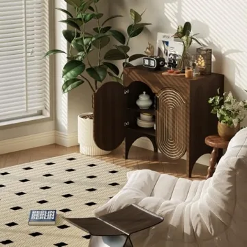 Elegant Fluted Sideboard Cabinet with Adjustable Storage