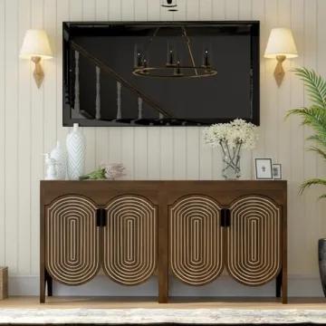 Elegant Fluted Sideboard Cabinet with Adjustable Storage