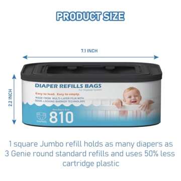 Jumbo Square Diaper Genie Refills – 4 Pack, 810 Diapers Each