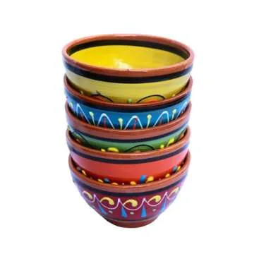 Cactus Canyon Ceramics Salsa Bowls - Spanish Terracotta Multicolor Decor - Small Serving Bowl (Europ...