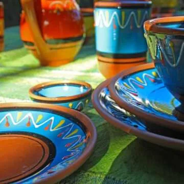 Cactus Canyon Ceramics Salsa Bowls - Spanish Terracotta Multicolor Decor - Small Serving Bowl (European Size), Festive Dinnerware 5 Piece Set - Dishwasher & Microwave Safe