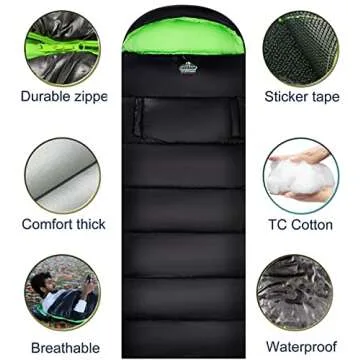 Sleeping Bag for Adults Kids Camping, 4 Season Warm Weather Waterproof Lightweight Sleeping Bag, Great for Outdoor Camping, Backpacking & Hiking Sleeping Bag