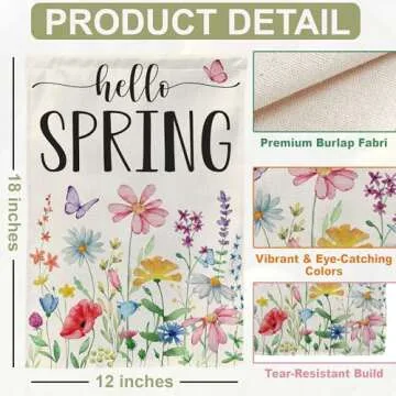 Double-Sided Floral Hello Spring Garden Flag for Outdoors
