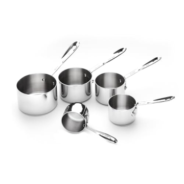 All-Clad Kitchen Accessories Stainless Steel Measuring Cup Set 5 Piece Cookware, Pots and Pans, Dish...