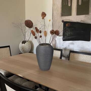 GDSZJLJ Black Rustic Flower Vase 10.2 Inch Ceramic