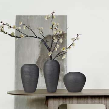 GDSZJLJ Black Rustic Flower Vase 10.2 Inch Ceramic