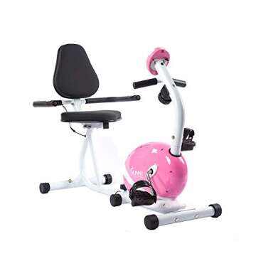 Sunny Health & Fitness Pink Magnetic Recumbent Bike - Durable, Comfortable, Adjustable