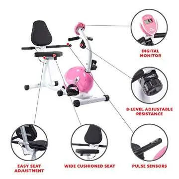 Sunny Health & Fitness Pink Recumbent Bike for Everyone