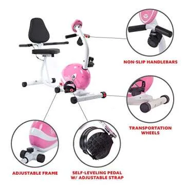 Sunny Health & Fitness Pink Recumbent Bike for Everyone