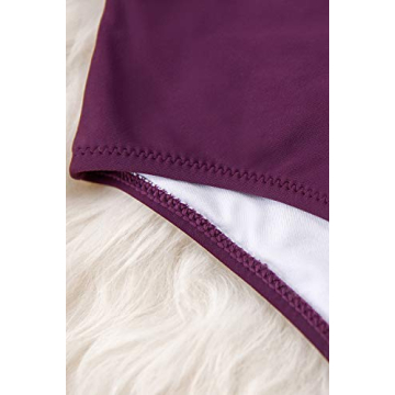 CUPSHE Women's One Piece Swimsuit Ruffle Deep V Neck Strappy Swimwear Bathing Suits Wine Red XS