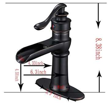 Eyekepper Commercial Waterfall Oil Rubbed Bronze Bathroom Sink Faucet Lavatory Deck Mount Single Handle One Hole