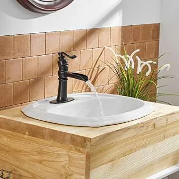 Eyekepper Commercial Waterfall Oil Rubbed Bronze Bathroom Sink Faucet Lavatory Deck Mount Single Handle One Hole