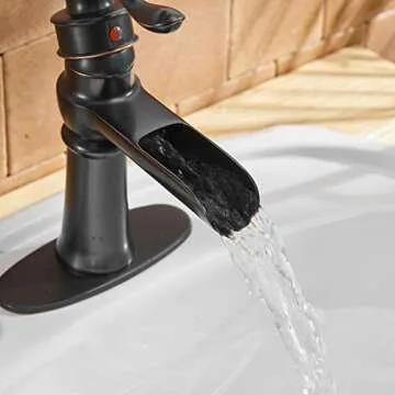 Eyekepper Commercial Waterfall Oil Rubbed Bronze Bathroom Sink Faucet Lavatory Deck Mount Single Handle One Hole