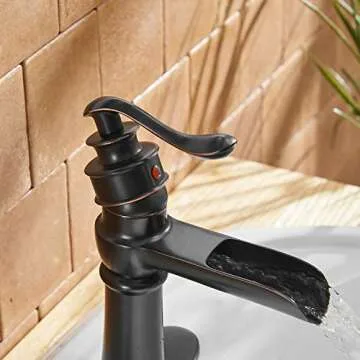 Eyekepper Commercial Waterfall Oil Rubbed Bronze Bathroom Sink Faucet Lavatory Deck Mount Single Handle One Hole