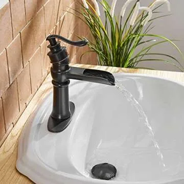 Eyekepper Commercial Waterfall Oil Rubbed Bronze Bathroom Sink Faucet Lavatory Deck Mount Single Handle One Hole