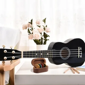 Walnut Guitar Plectrum Holder with Plectrums & Box