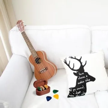 Walnut Guitar Plectrum Holder with Plectrums & Box