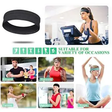 QiShang 6Pack Sweat Bands Headbands for Women Workout, Women's Fashion Non Slip Headband, Moisture Wicking Sweatband for Sports Running Athletic Yoga