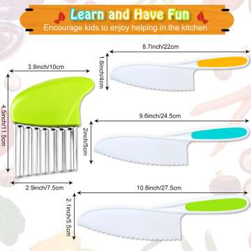 Kids Knife Set - Safe Nylon Knives with Crinkle Cutter