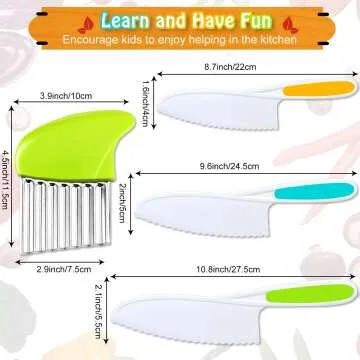 Kids Knife Set - Safe Nylon Knives with Crinkle Cutter