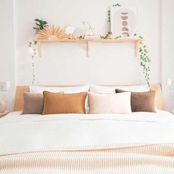 MONDAY MOOSE Decorative Throw Pillow Covers Cushion Cases, Set of 4 Soft Velvet Modern Double-Sided Designs, Mix and Match for Home Decor, Pillow Inserts Not Included (12x20 inch, Brown/Beige)