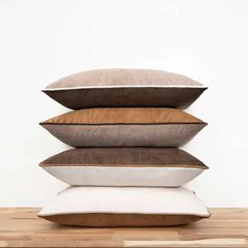 MONDAY MOOSE Decorative Throw Pillow Covers Cushion Cases, Set of 4 Soft Velvet Modern Double-Sided Designs, Mix and Match for Home Decor, Pillow Inserts Not Included (12x20 inch, Brown/Beige)