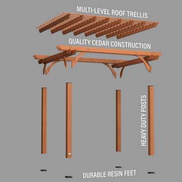 Beaumont Cedar Wood Pergola Kit - Durable Outdoor Shade Solution