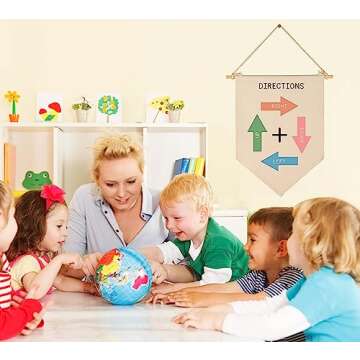 Sioial Educational Flag Decor - Lightweight Cotton Canvas Banner for Classroom, Nursery, Front Door ...