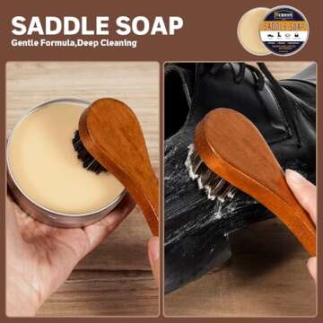 Nuroon 8 Pieces Shoe Polish Kit, 3.5oz Saddle Soap for Leather Cleaning, 3.5oz Mink Oil for Boots Po...