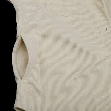 Women's Corduroy Button Down Pocket Shacket Casual Long Sleeve V Neck Jacket Blouses Coat 6026 Beige Large