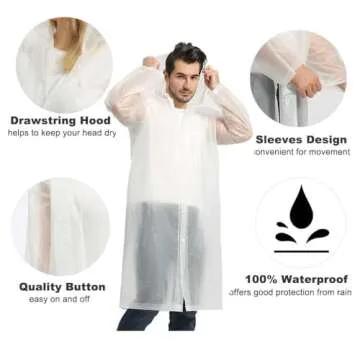 Opret EVA Reusable Rain Ponchos for Adults - 2 Pack