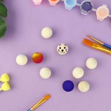 Unfinished Natural Wood Balls Wooden Spheres, Hardwood Balls Wooden Round Balls for DIY Craft Projec...