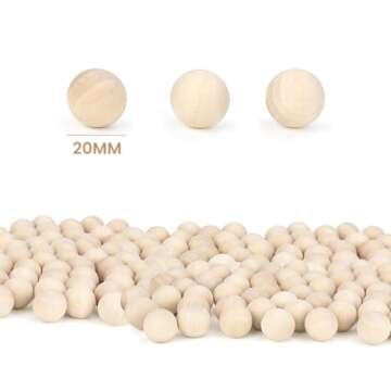 Unfinished Natural Wood Balls Wooden Spheres, Hardwood Balls Wooden Round Balls for DIY Craft Projects Jewelry Making Arts Design (100 Pcs, 20mm)