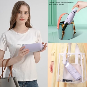 BAODINI Travel Mini Umbrella for Purse With Case-Small Compact UV Umbrella Protection Sun-Lightweight Tiny Pocket Umbrella with Case for Women, Girls