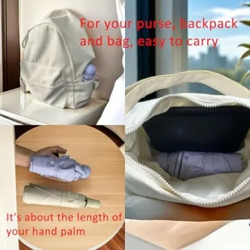 BAODINI Travel Mini Umbrella for Purse With Case-Small Compact UV Umbrella Protection Sun-Lightweight Tiny Pocket Umbrella with Case for Women, Girls