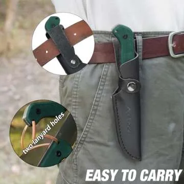 FLISSA 9" Fixed Blade Knife, D2 Steel Hunting Knife for Camping, Outdoor, Bushcraft and Survival, Micarta Handle, Leather Sheath Included, Christmas Gifts for Husband, Father, Friend