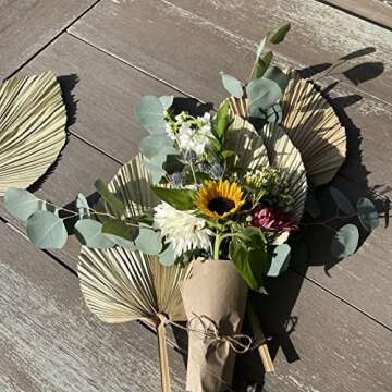 Extra Large 4Pcs 18.1" x 10" Natural Trimmed Dried Palm Leaves, Dried Palm Spear with Stem, Boho Wed...