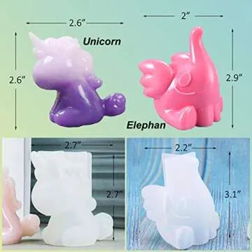 LET'S RESIN 7PCS Animal Resin Molds, Epoxy Resin Silicone Molds, Unicorn Resin Casting Molds for Han...