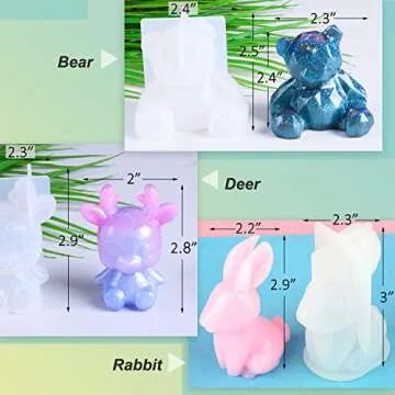 LET'S RESIN 7PCS Animal Resin Molds, Epoxy Resin Silicone Molds, Unicorn Resin Casting Molds for Handmade Candle, Resin Crafts DIY
