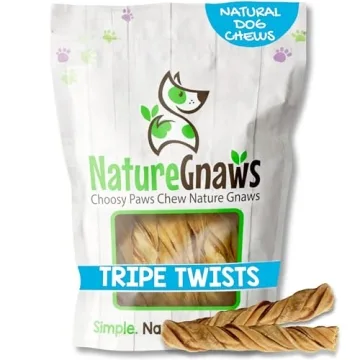 Nature Gnaws Tripe Twists for Dogs 4-5" (10 Count) - Crunchy Grain Free Reward Snack for Small, Medi...