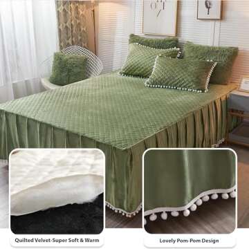LIFEREVO Luxury Velvet Bed Skirt & Fitted Sheet Set