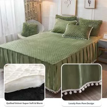 LIFEREVO Luxury Velvet Bed Skirt & Fitted Sheet Set