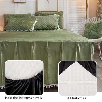 LIFEREVO Luxury Velvet Bed Skirt & Fitted Sheet Set