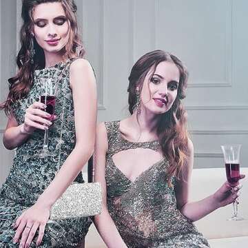 Covelin Women's Handbag Envelope Rhinestone Evening Clutch Bag Hot Silver