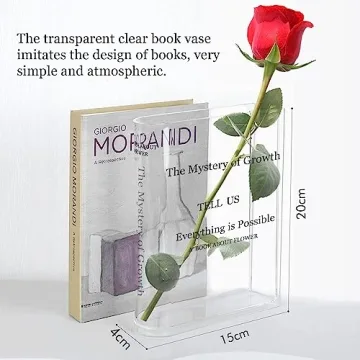 Flower Book Vase, Book Shaped Vase Clear Book Vase - Acrylic Book Vase The Mystery of Growth Book Vase for Flowers (Transparent Vasa)